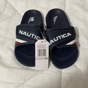 Nautica Dark Blue Slide Sandals with Velcro straps